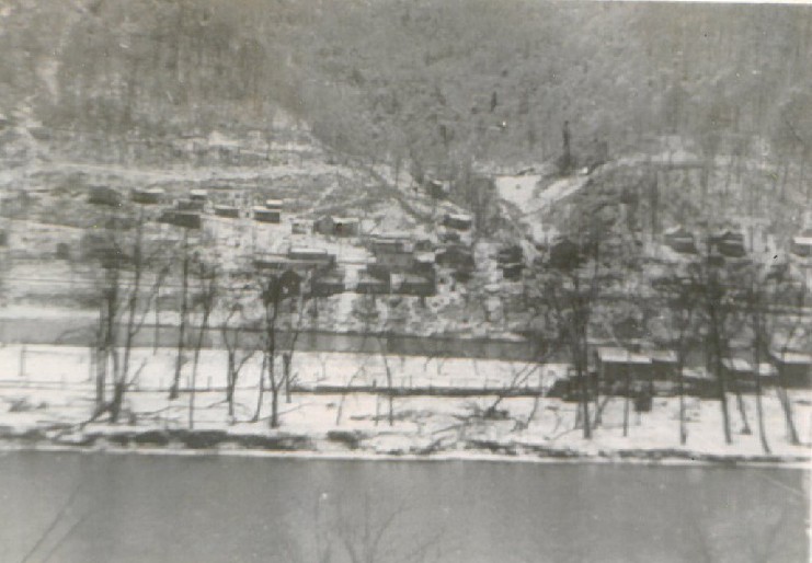 Kanawha River and The First Community of 60 Houses Built By Irvin Diggs for His Workers Between the Towns of Smithers & Boomer Across the River from Montgomery